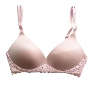 No Boundaries Lightly Lined Lace Trim‎ Bra Comfortable Everyday Bra S Feminine